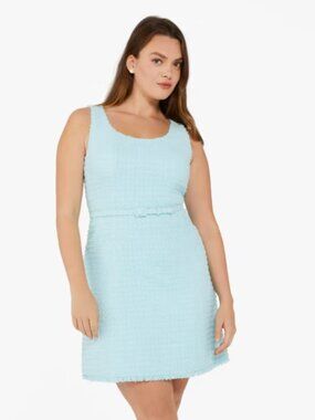 Kate Spade Belted Tweed Dress Light Blue Size 14